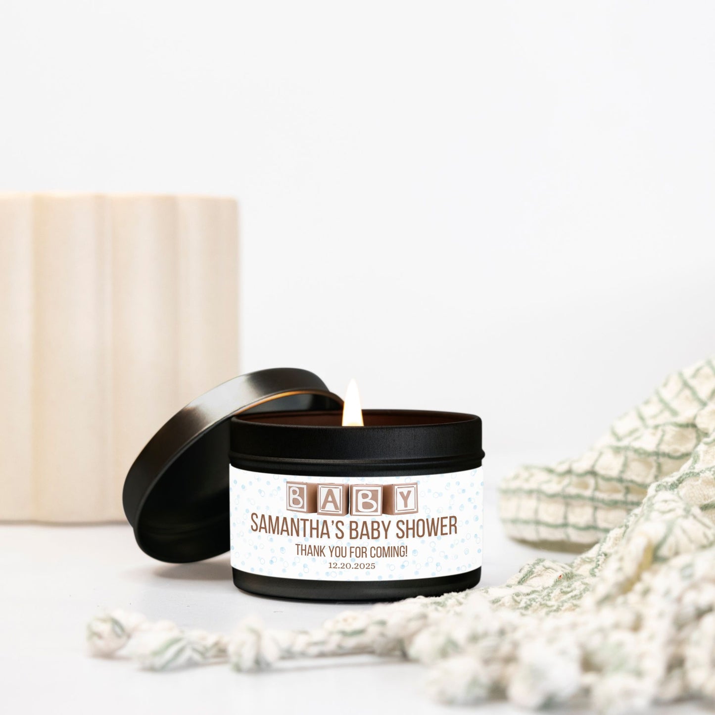 Personalized Baby Shower Candle Favors - Tin 4oz