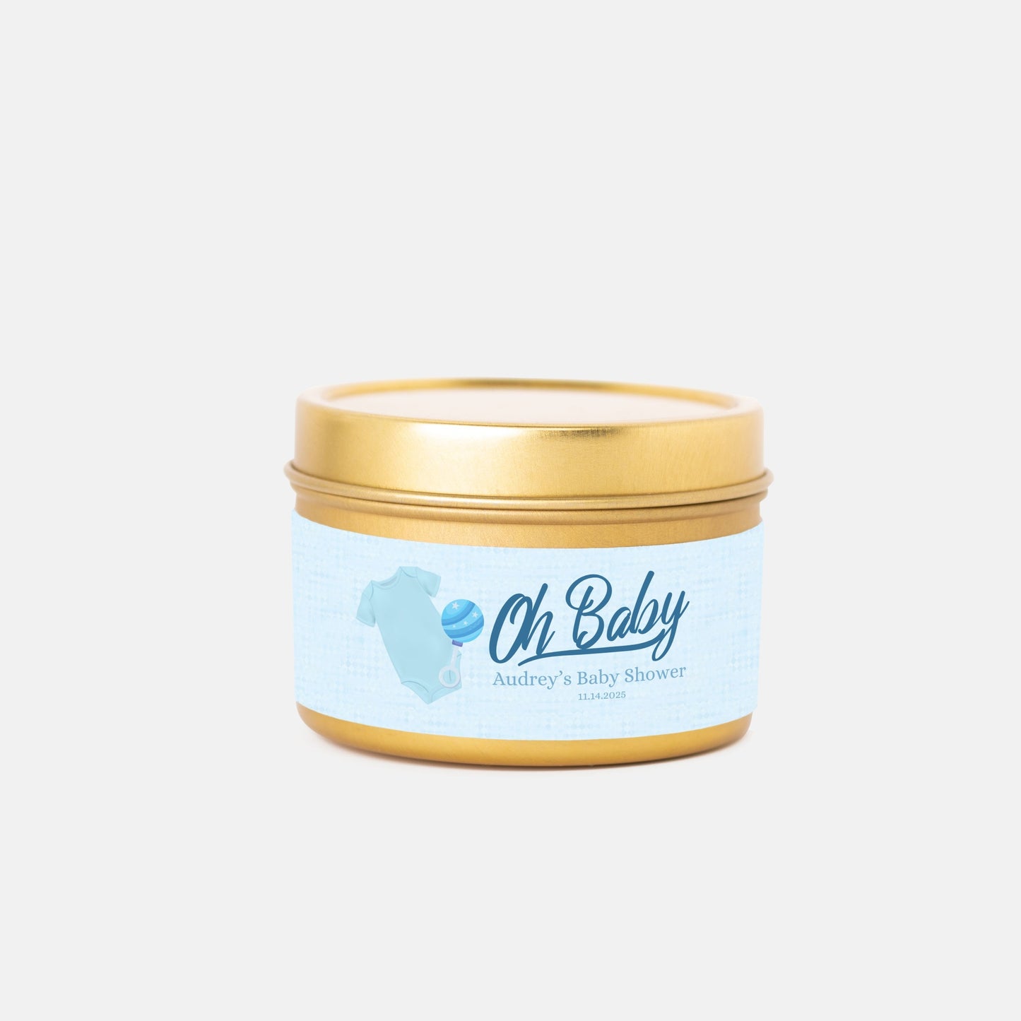 Personalized Oh Baby Shower Candle Favors - Tin 4oz