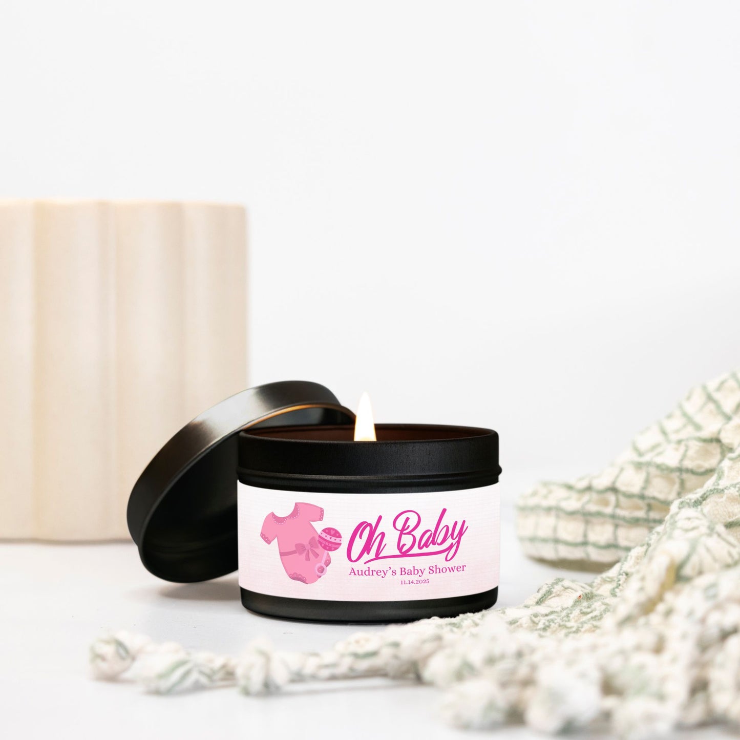 Personalized Oh Baby Shower Candle Favors - Tin 4oz