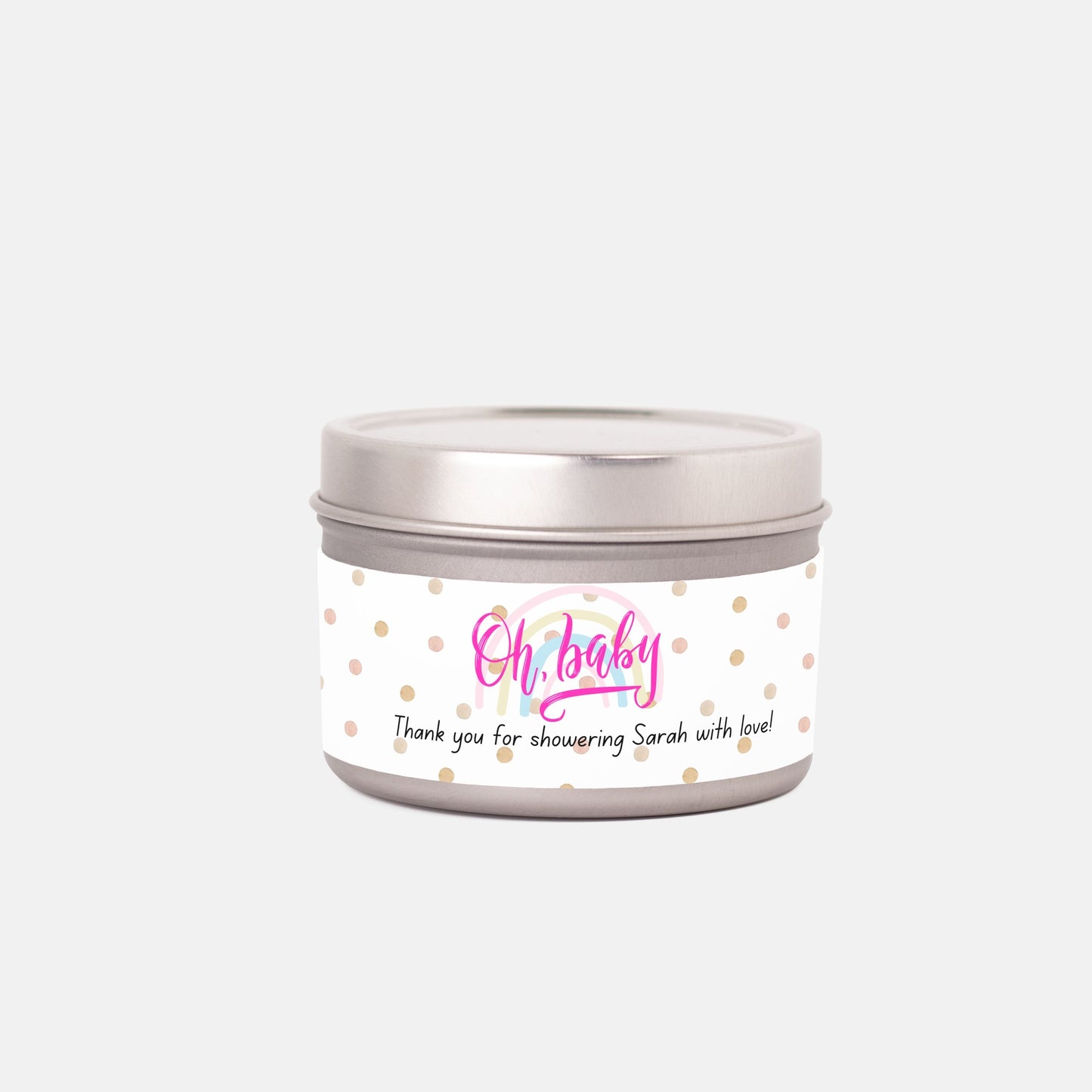 Personalized Oh Baby Shower Candle Favors - Tin 4oz