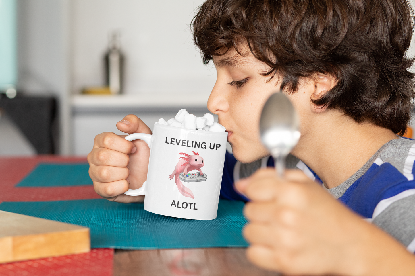 Leveling Up Alotl - Axolotl Gaming Ceramic Coffee Mug