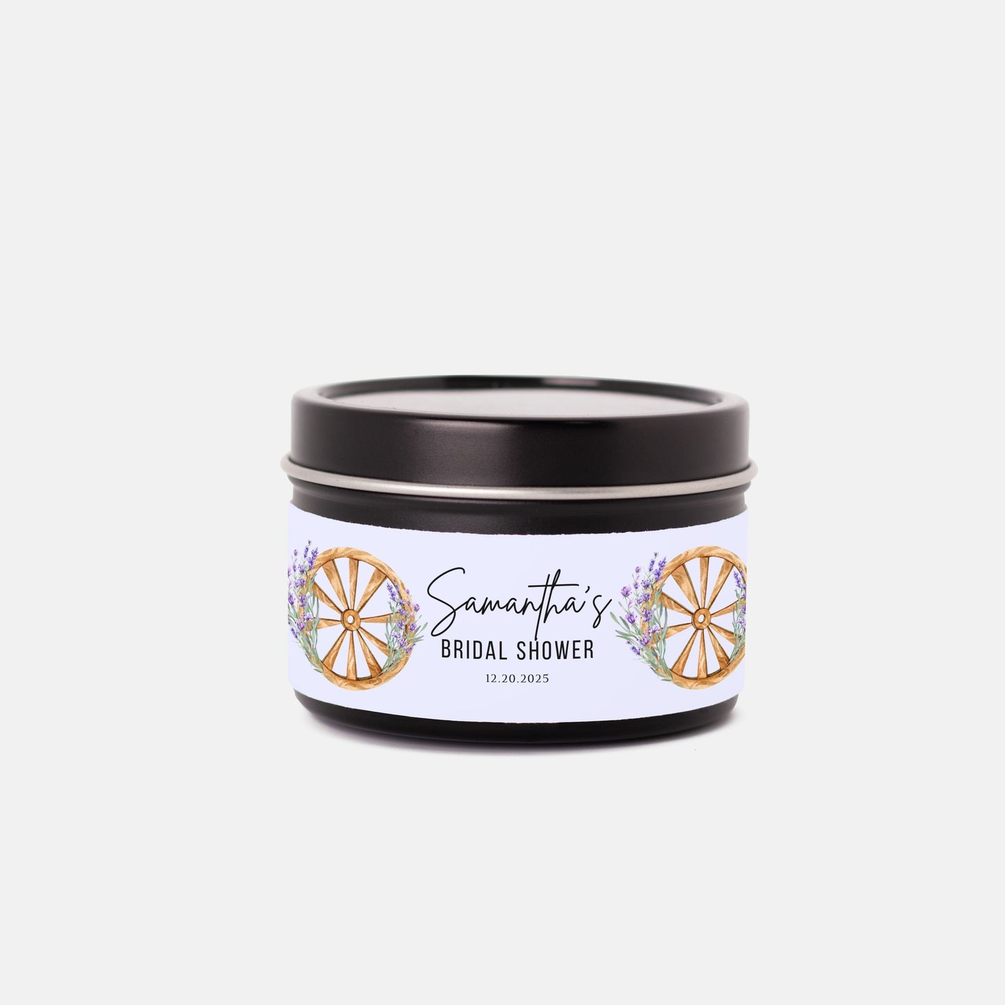 Personalized Lavender Themed Bridal Shower Candle Favor - Tin 4oz