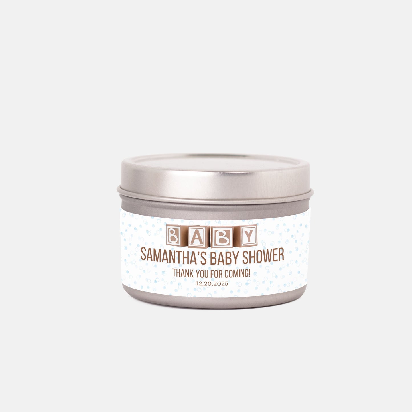 Personalized Baby Shower Candle Favors - Tin 4oz
