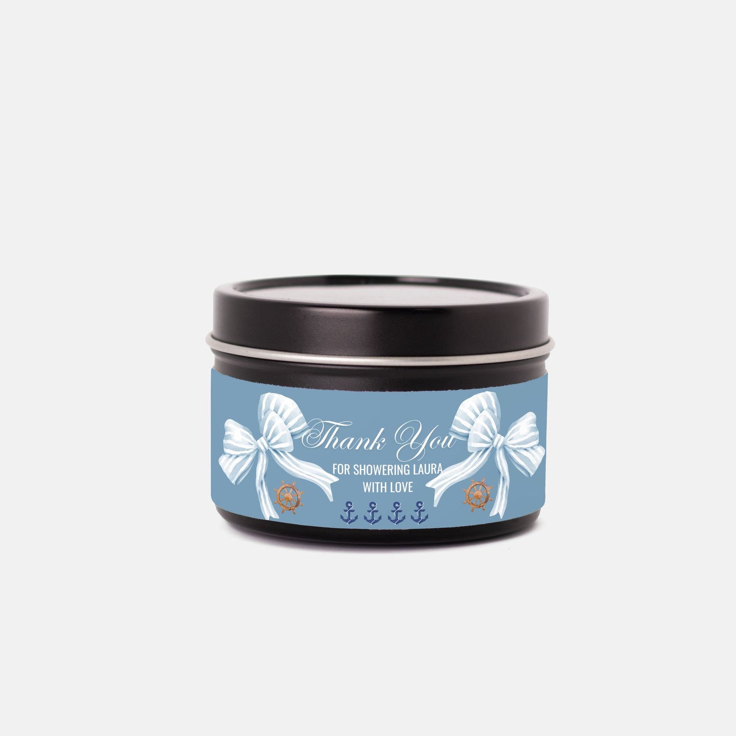 Personalized Nautical Baby Shower Candle Favors - Tin 4oz