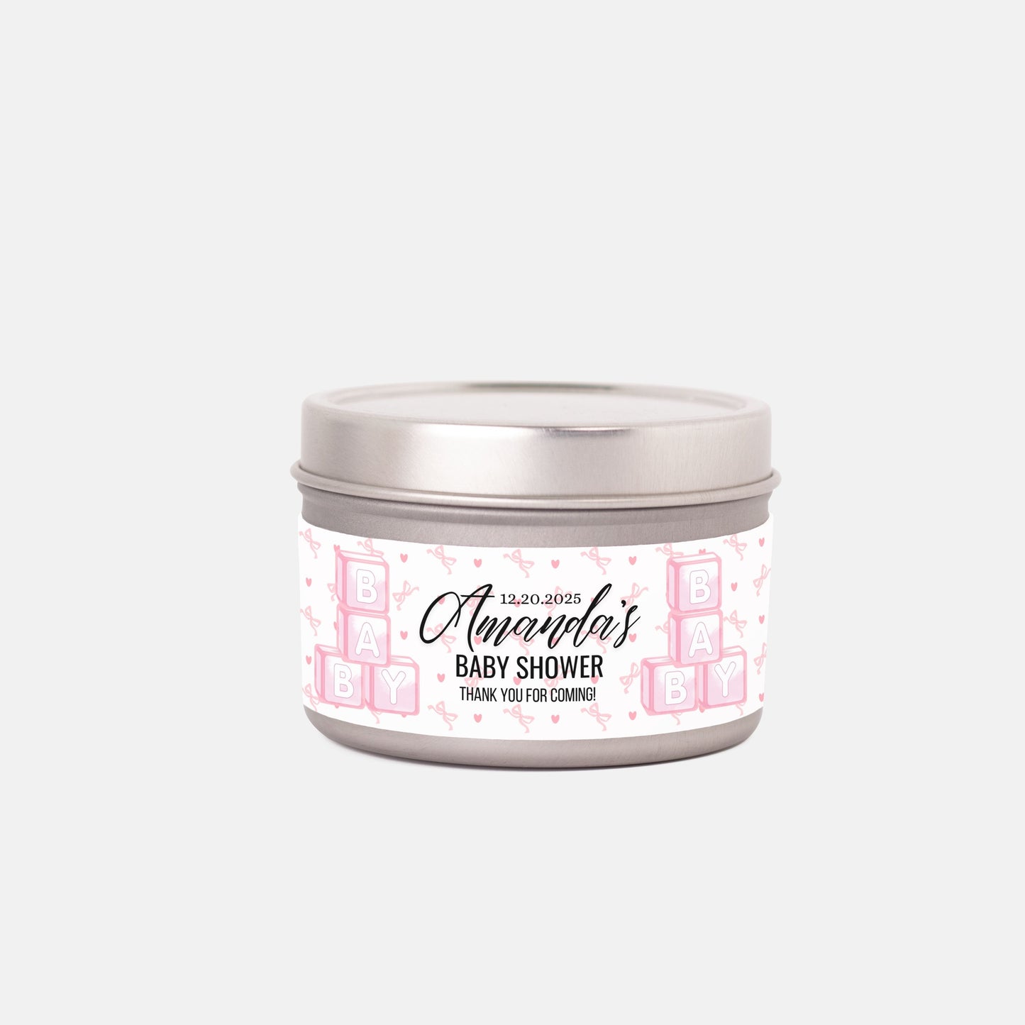 Personalized Baby Shower Candle Favors - Tin 4oz