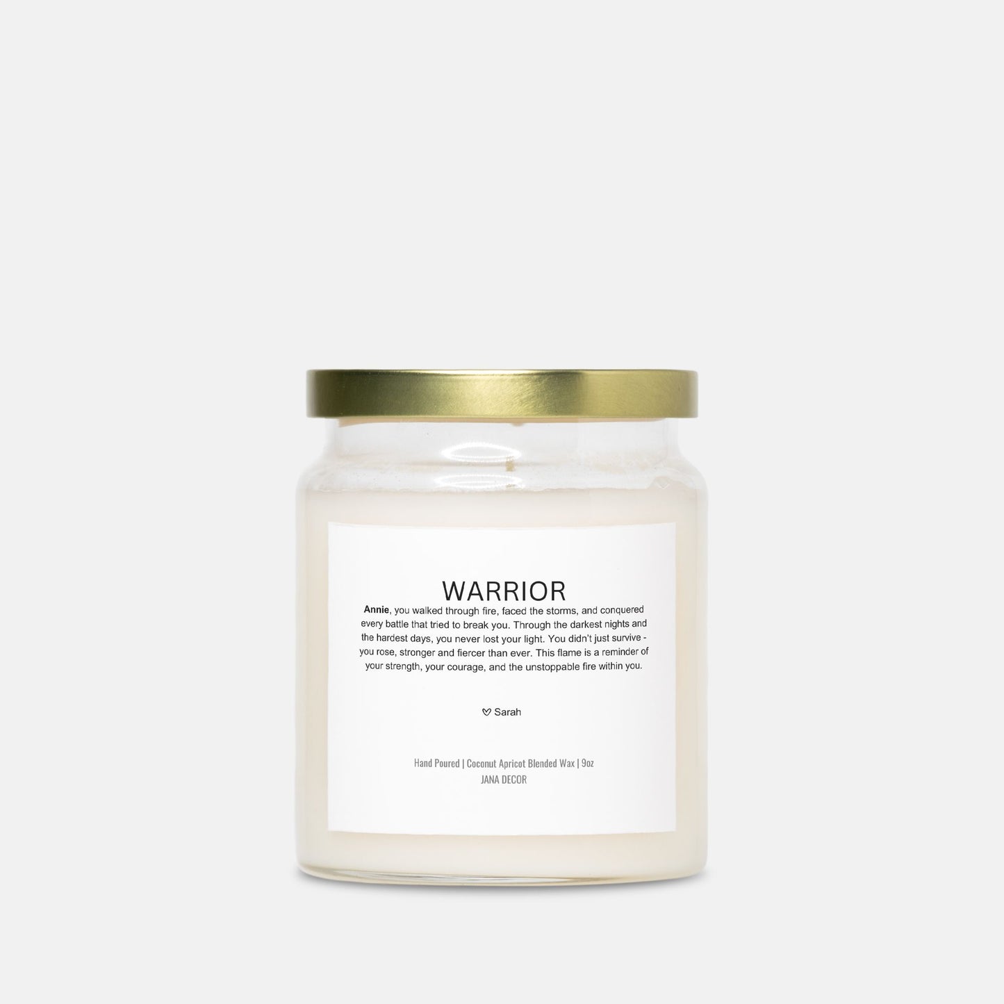 Personalized Warrior Candle Gift in Apothecary Jar (9oz)