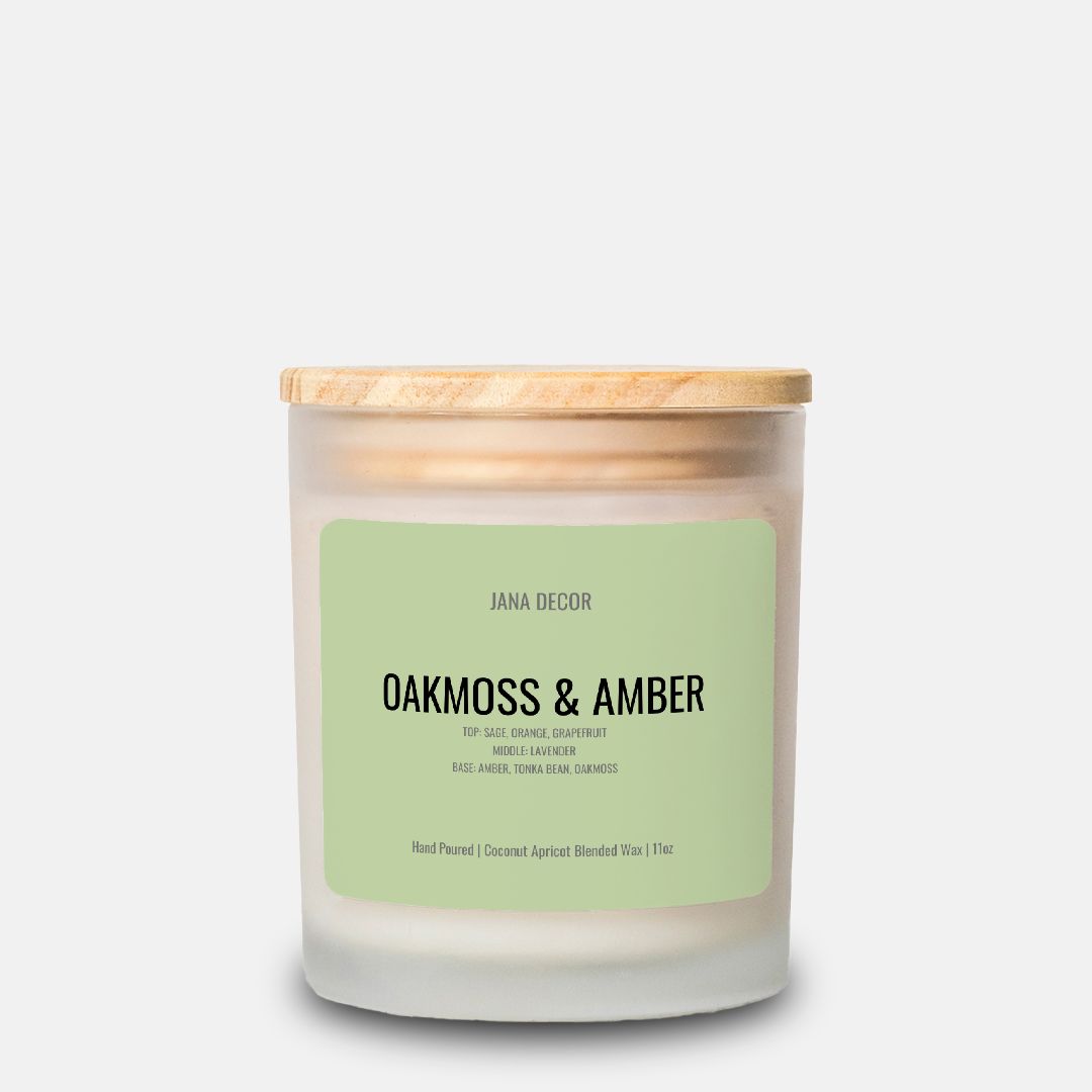 Okamoss & Amber Candle in Frosted Glass Jar (Hand Poured 11 oz)