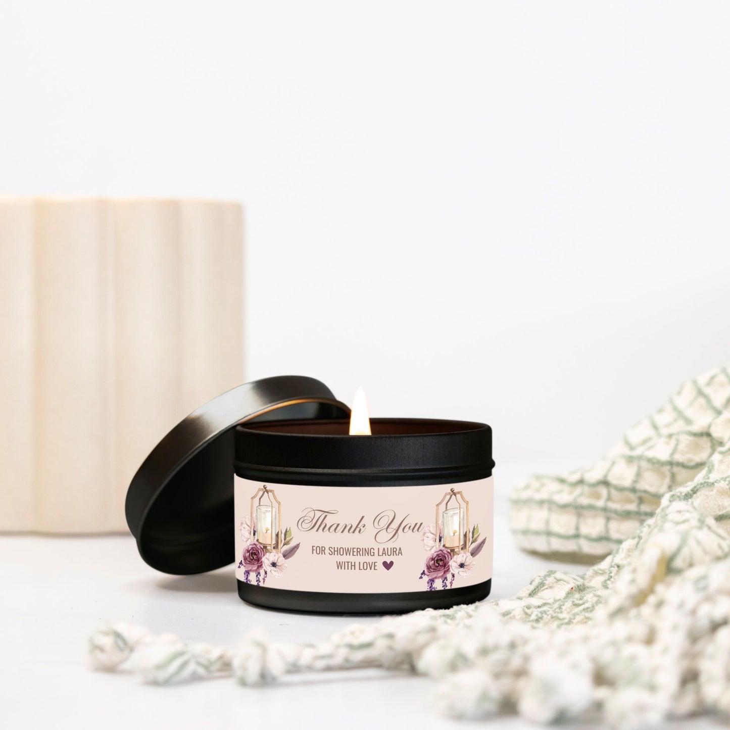 Personalized Bohemian Lantern Themed Bridal Shower Candle Favor - Tin 4oz