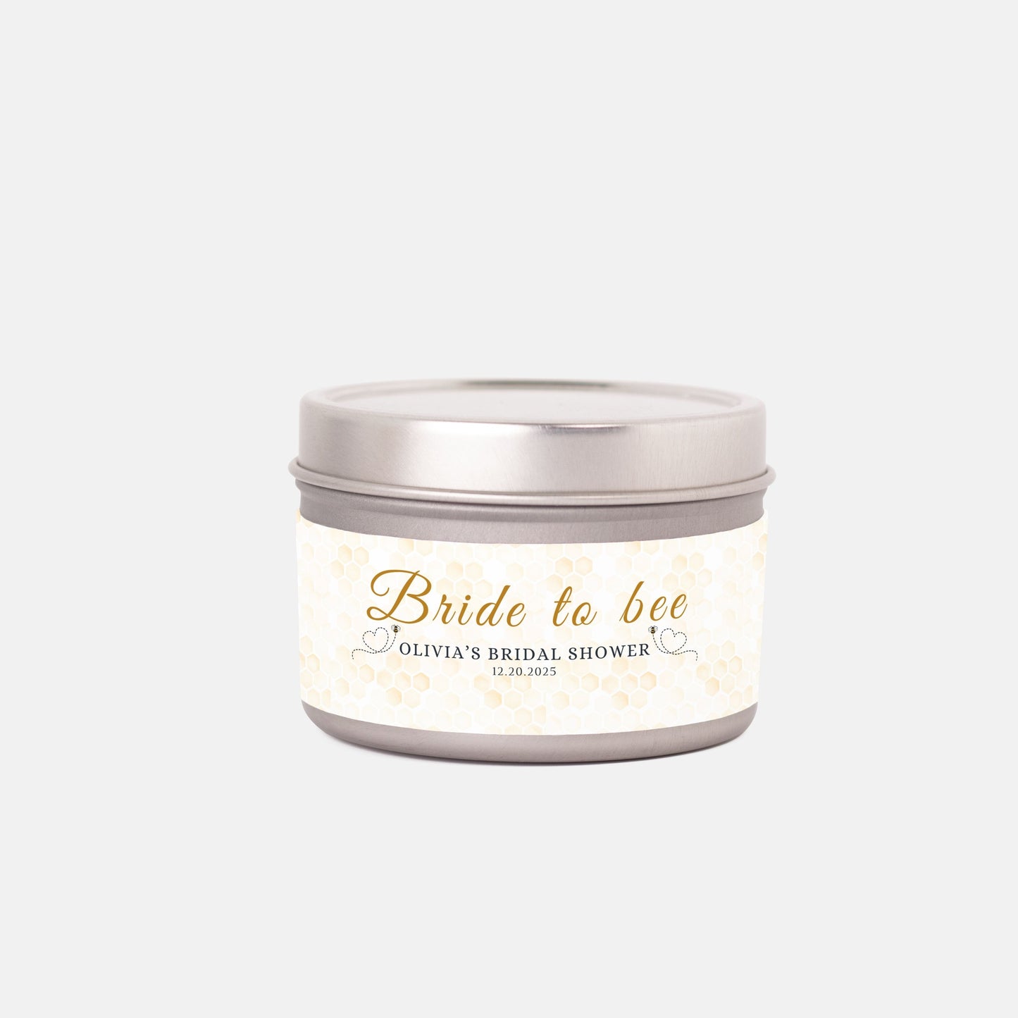 Personalized Bee Themed Bridal Shower Candle Favor - Tin 4oz