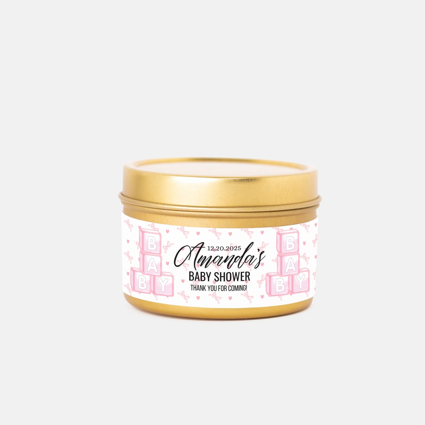 Personalized Baby Shower Candle Favors - Tin 4oz