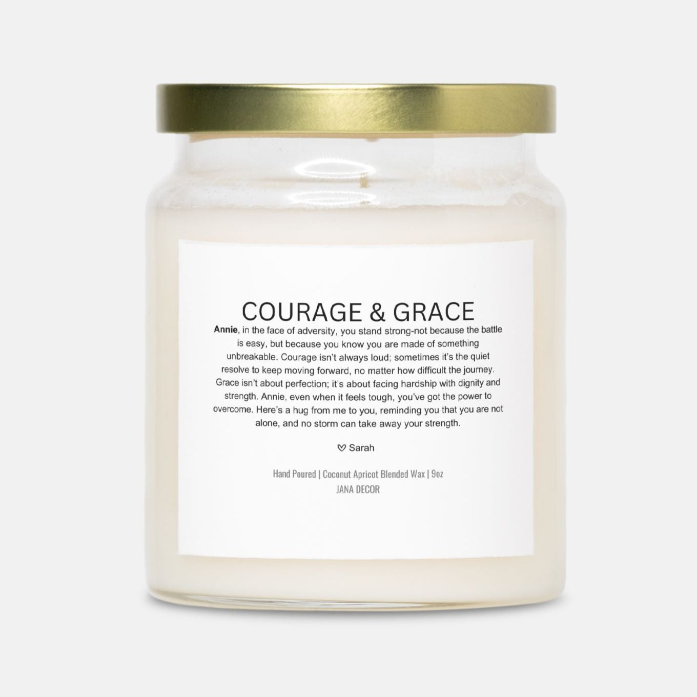 Personalized Courage & Grace Candle Gift in Apothecary Jar (9oz)