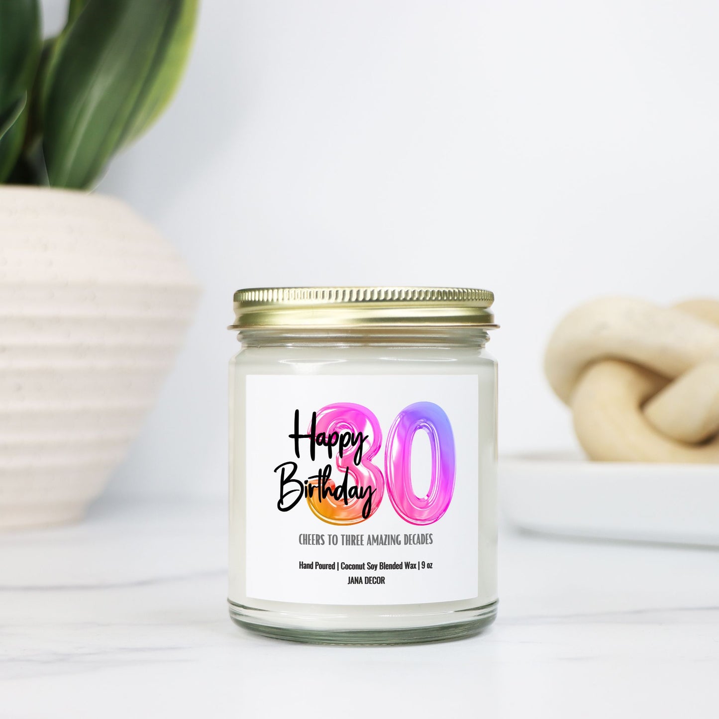 Happy 30th Birthday Candle - Clear Jar 9oz