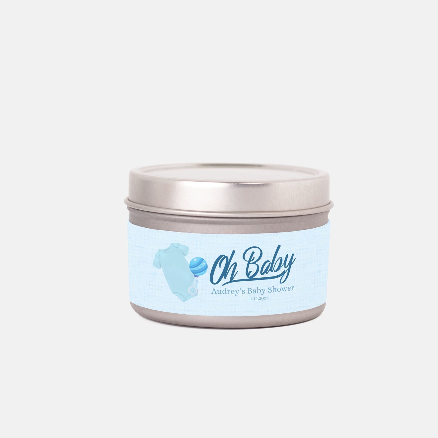 Personalized Oh Baby Shower Candle Favors - Tin 4oz