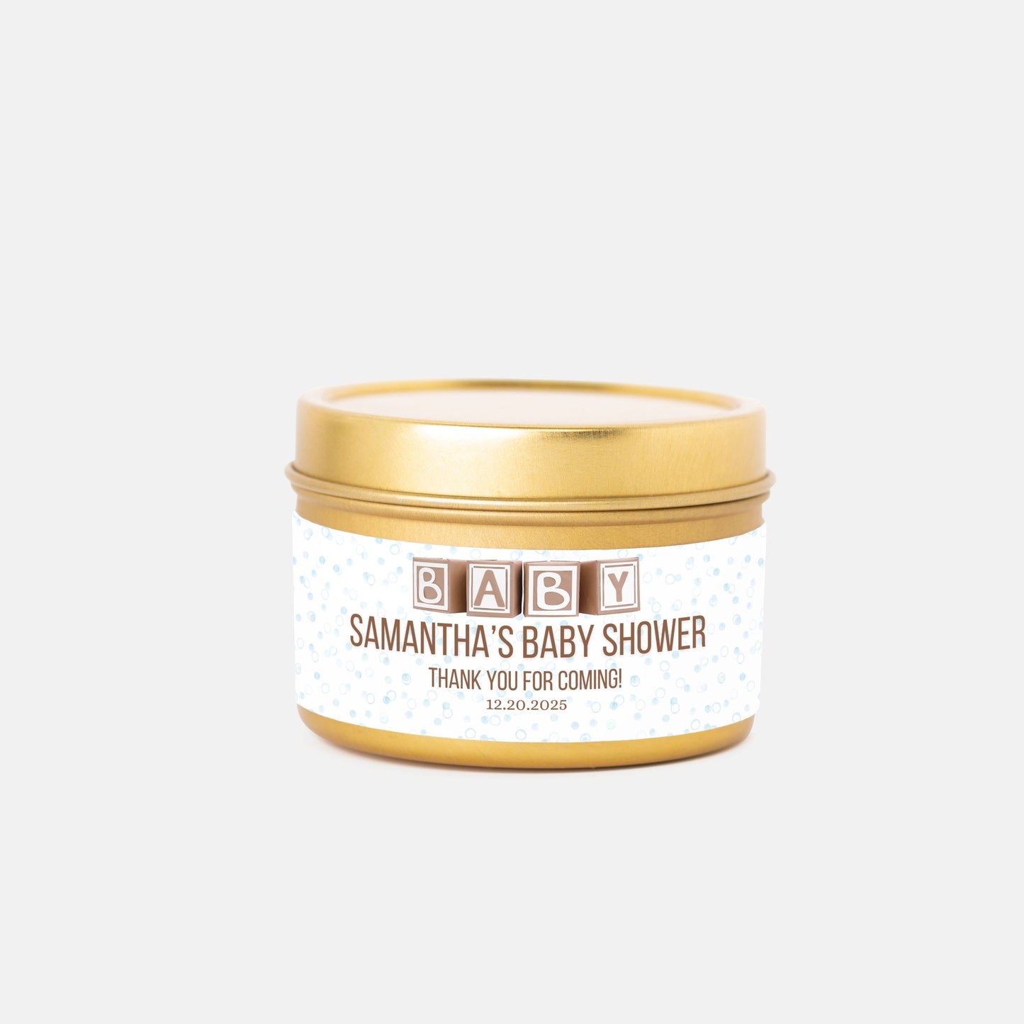 Personalized Baby Shower Candle Favors - Tin 4oz