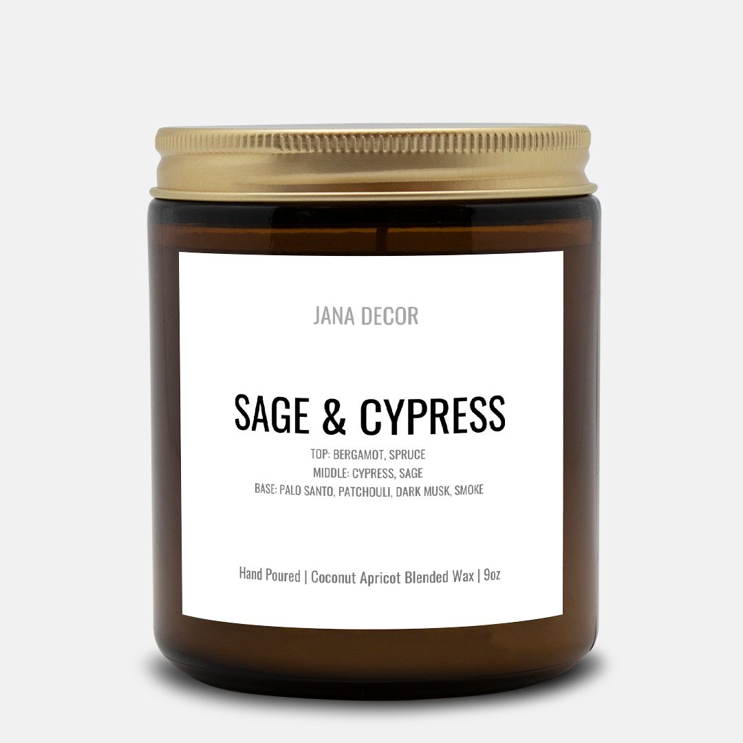 Sage & Cypress Candle in Amber Jar