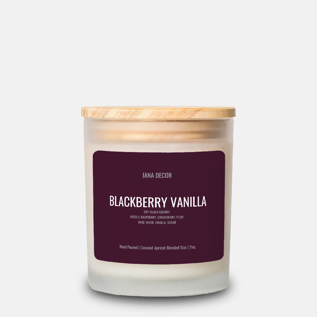 Blackberry Vanilla Candle in Frosted Glass Jar (Hand Poured 11 oz)