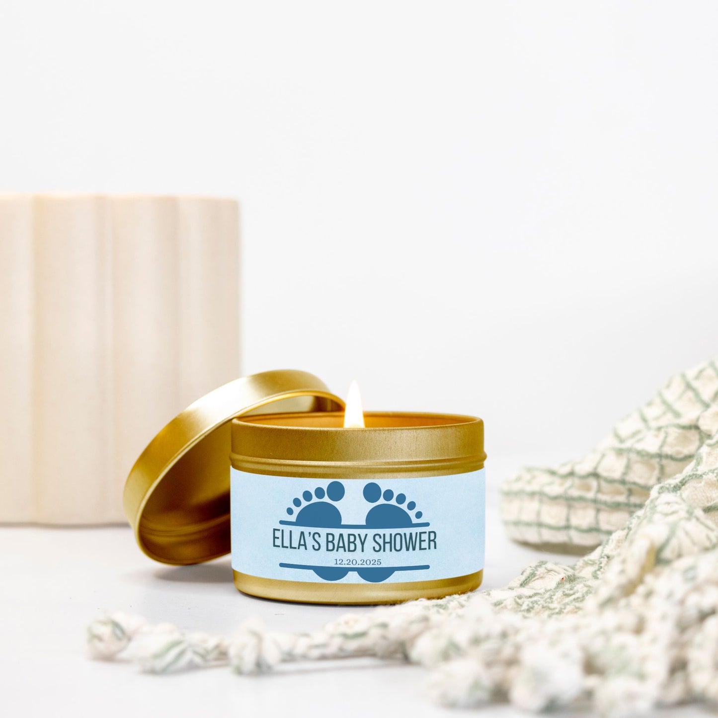 Personalized Baby Feet Baby Shower Candle Favors - Tin 4oz