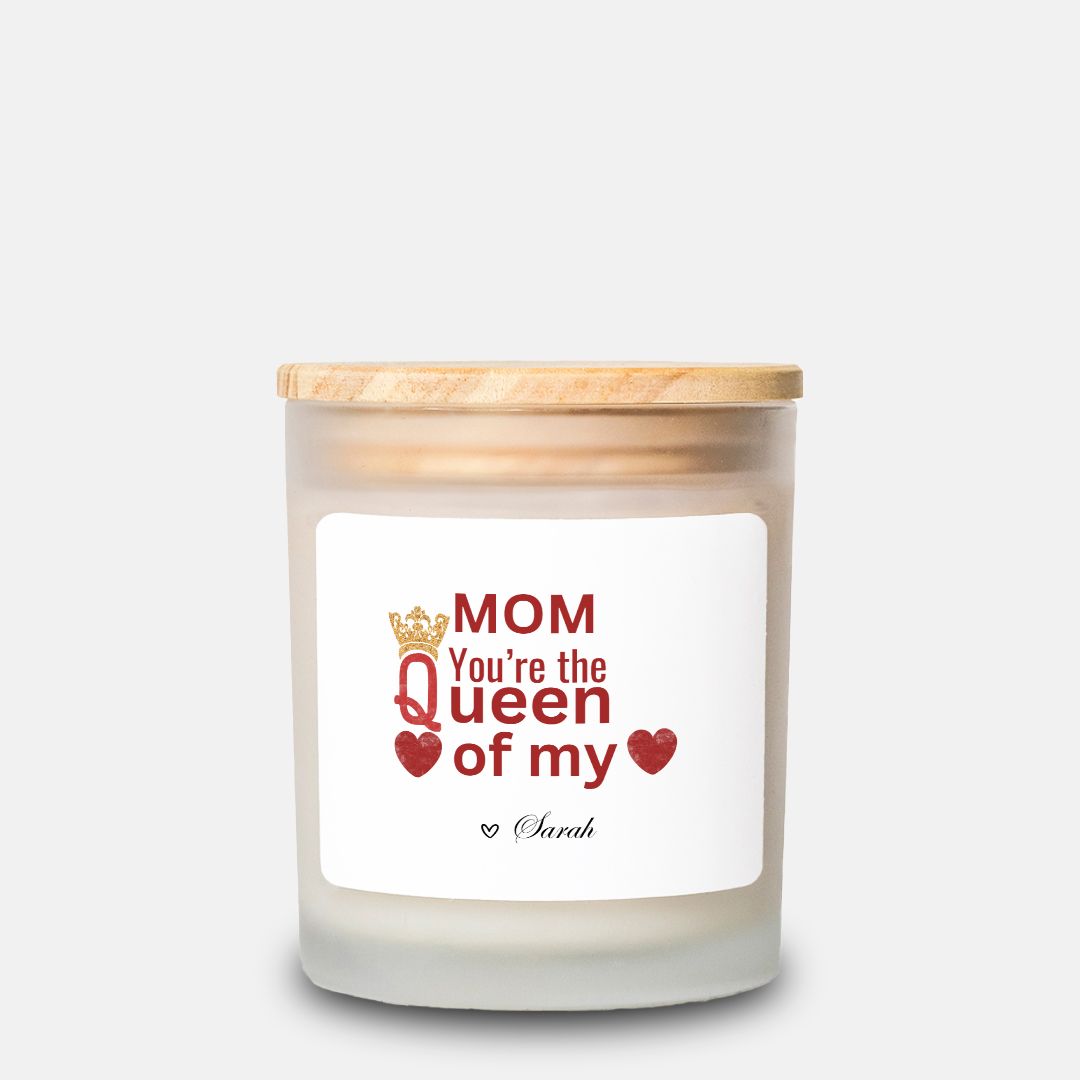 Personalized Queen of My heart Candle in Frosted Glass (11oz)