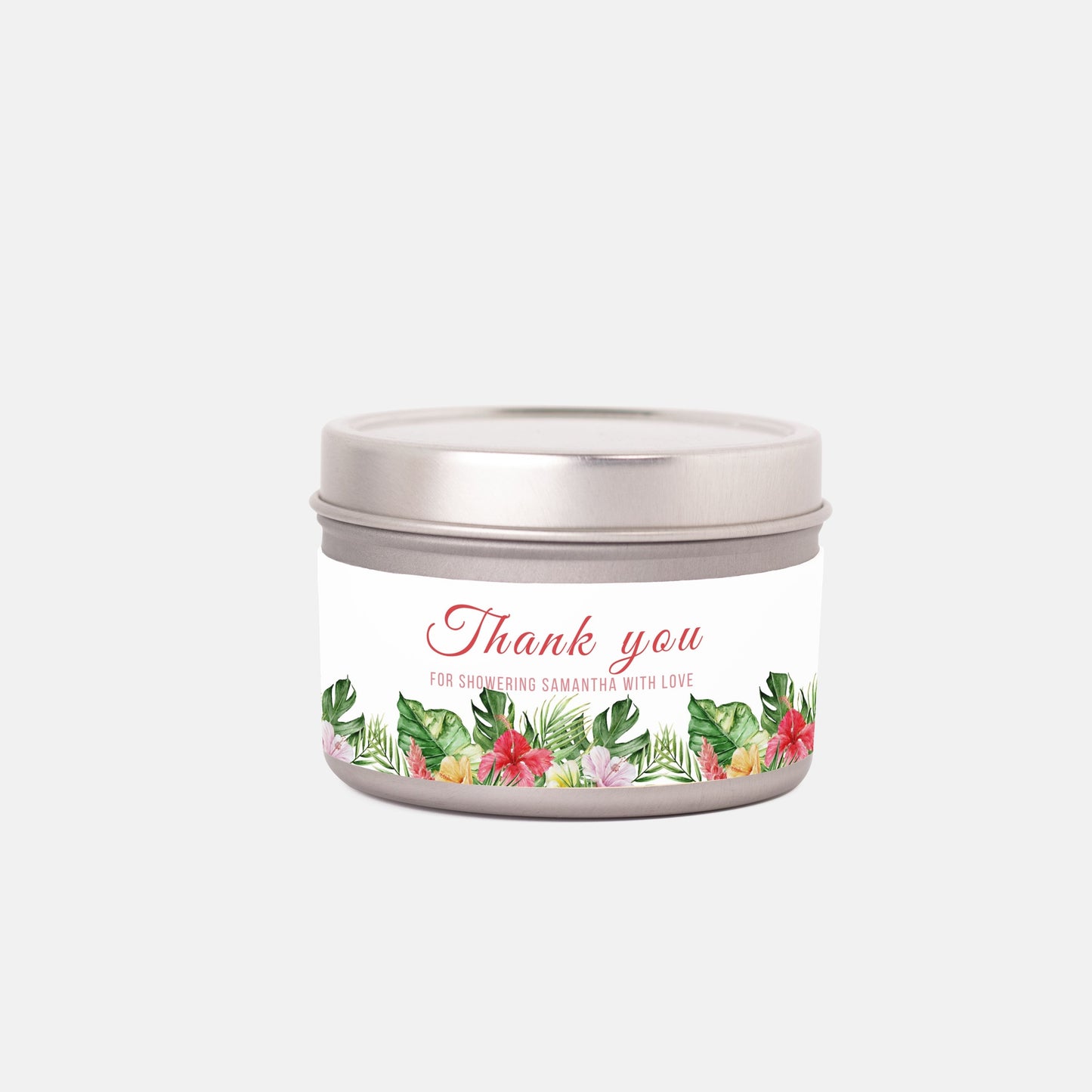 Personalized Tropical Themed Bridal Shower Candle Favor - Tin 4oz