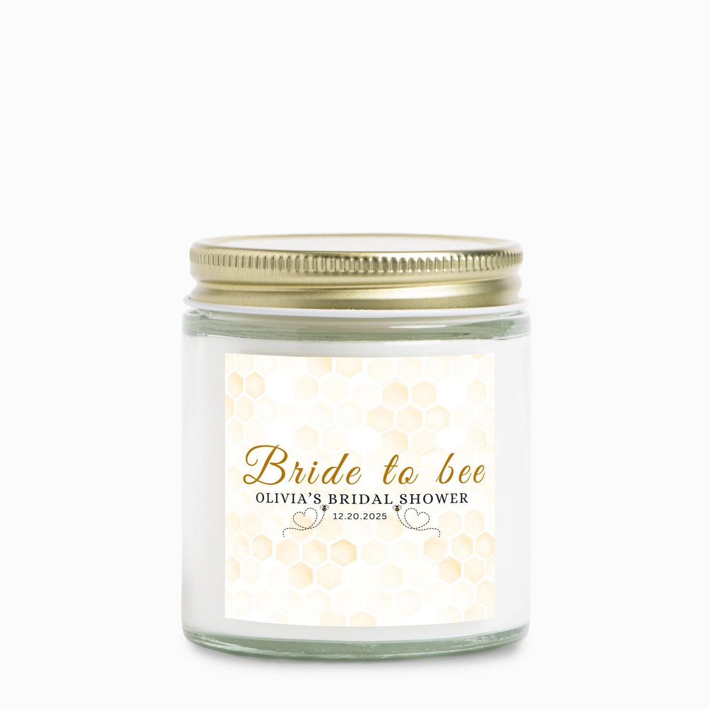 Personalized Bride To Bee Bridal Shower Candle Favor in Clear Glass Jar (4oz)