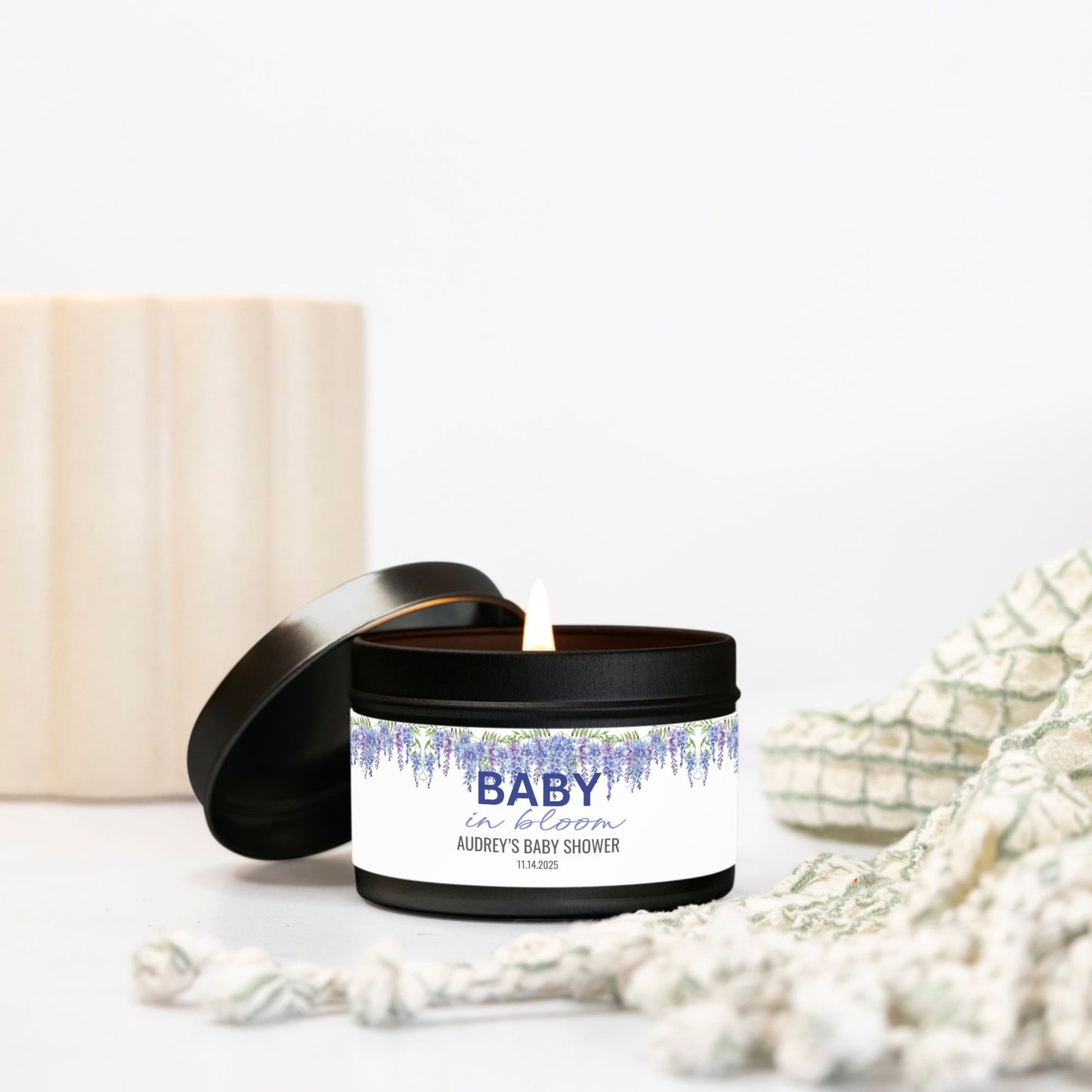 Personalized Spring Themed Baby Shower Candle Favors - Tin 4oz