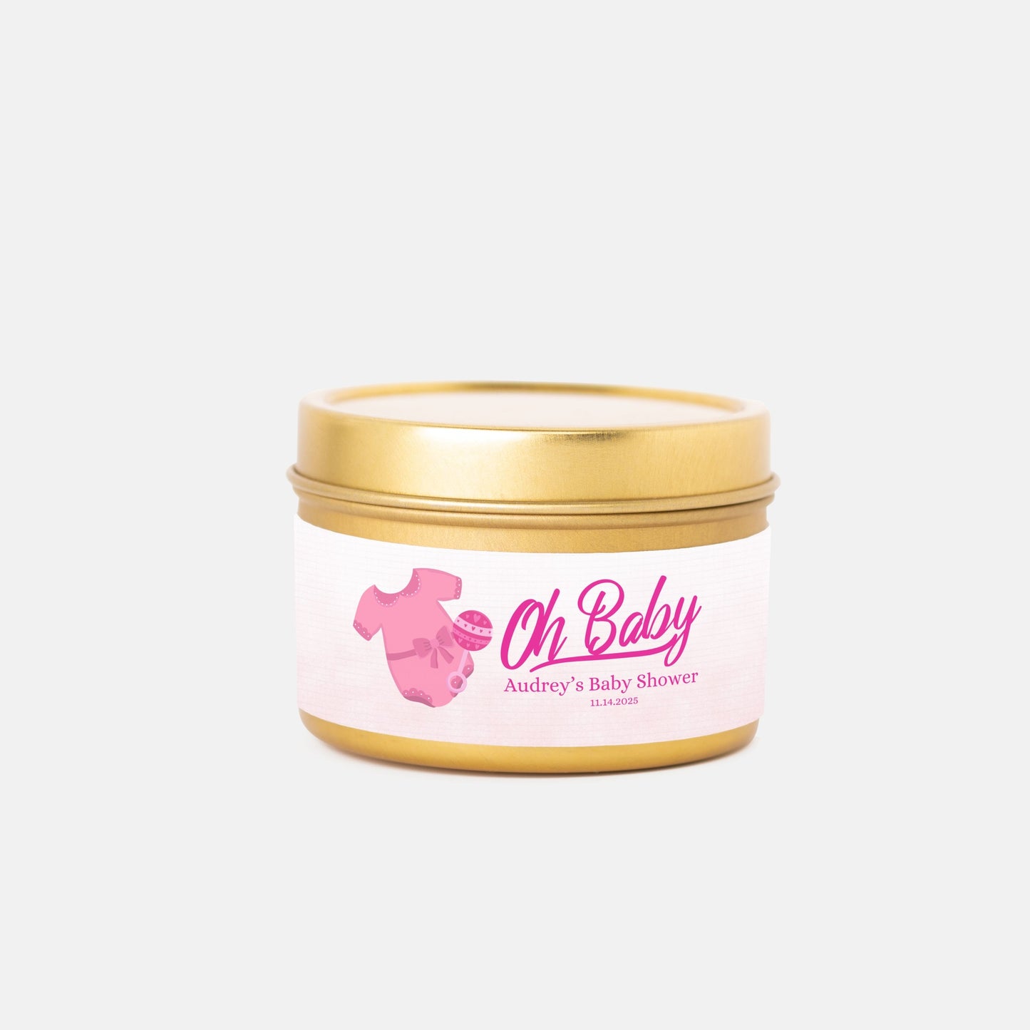 Personalized Oh Baby Shower Candle Favors - Tin 4oz