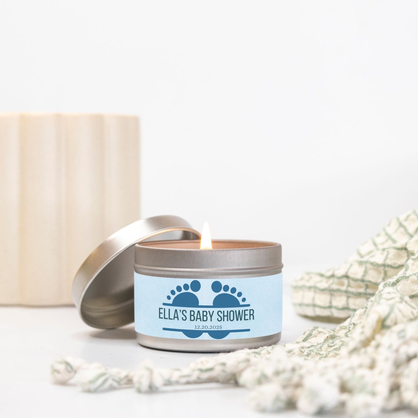 Personalized Baby Feet Baby Shower Candle Favors - Tin 4oz