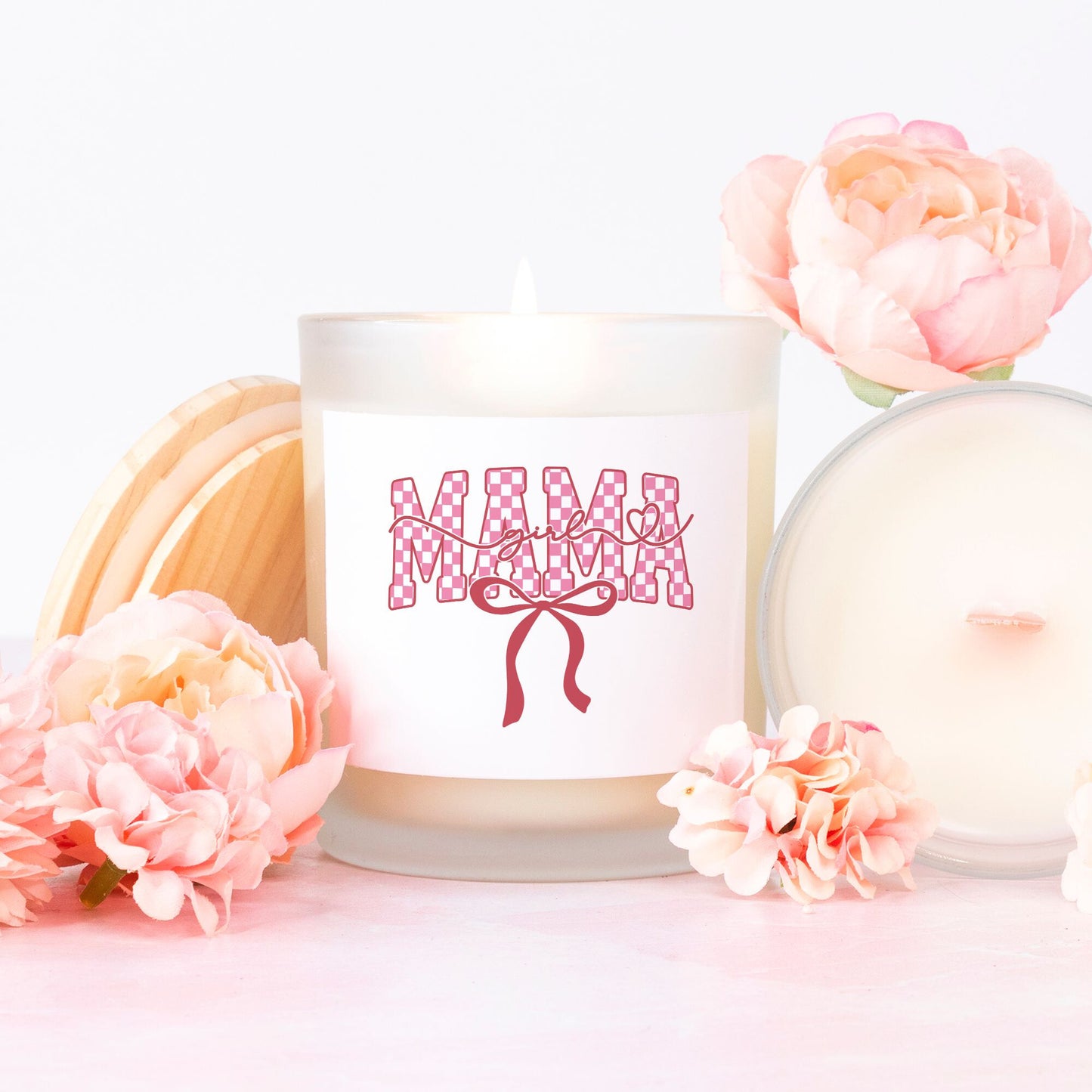 Checkered Girl Mama Candle in Frosted Glass (11oz)