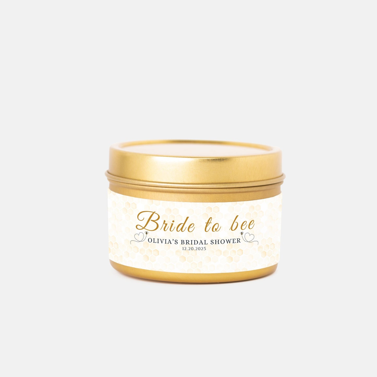 Personalized Bee Themed Bridal Shower Candle Favor - Tin 4oz