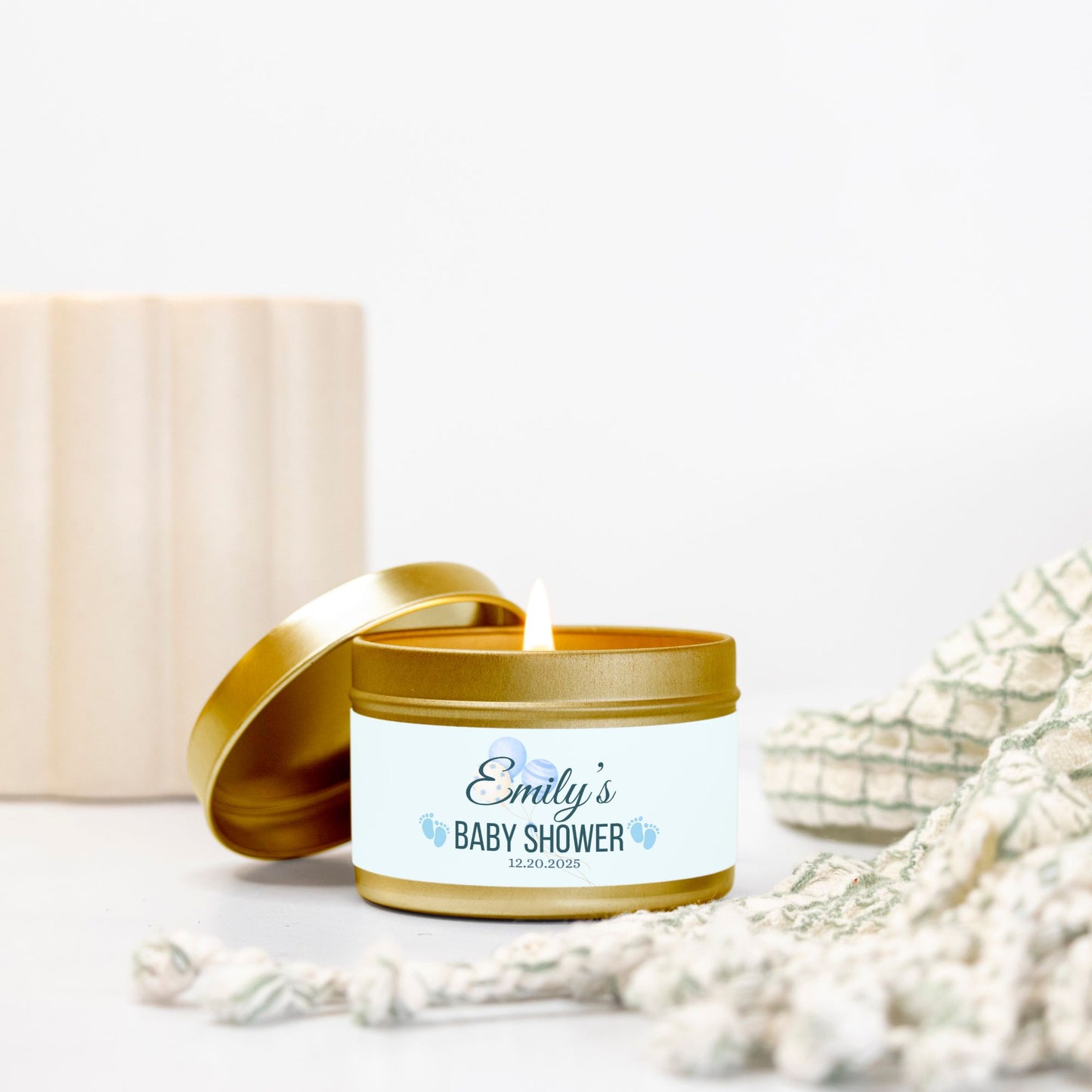 Personalized Baby Feet Baby Shower Candle Favors - Tin 4oz