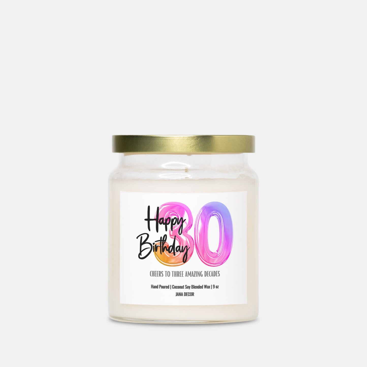 Happy 30th Birthday Candle - Apothecary Jar 9oz