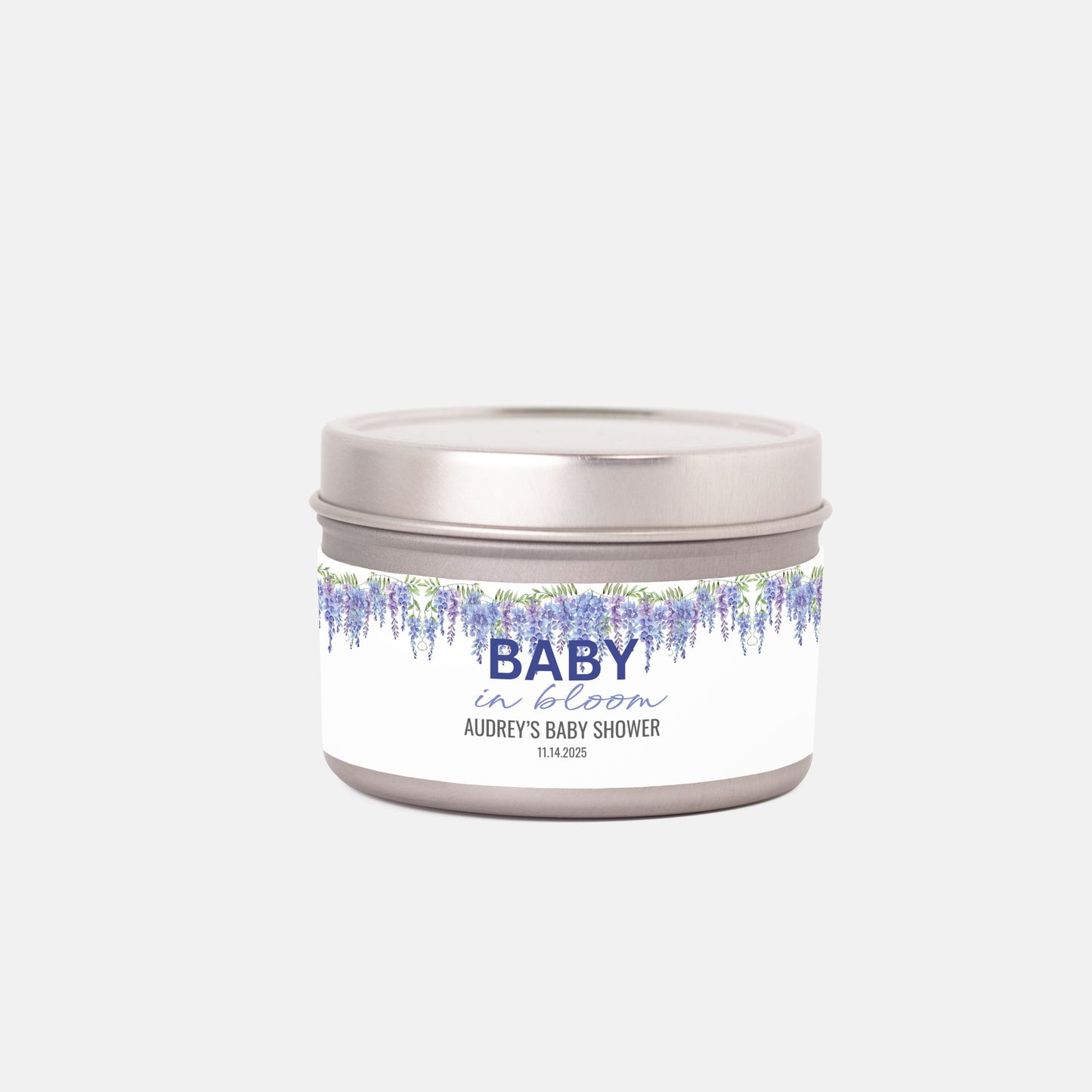 Personalized Spring Themed Baby Shower Candle Favors - Tin 4oz