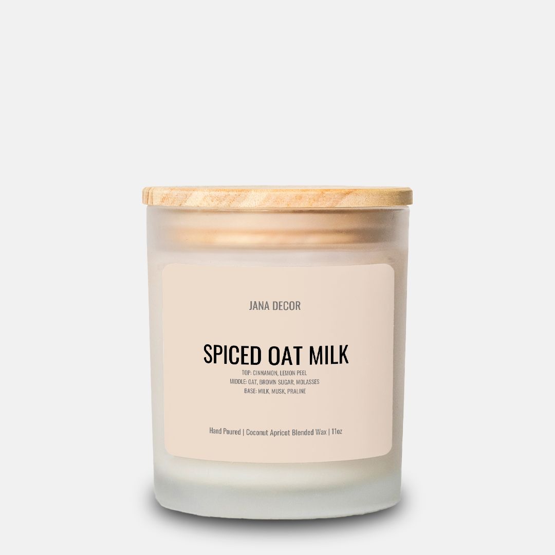 Spiced Oat Milk Candle in Frosted Glass Jar (Hand Poured 11 oz)
