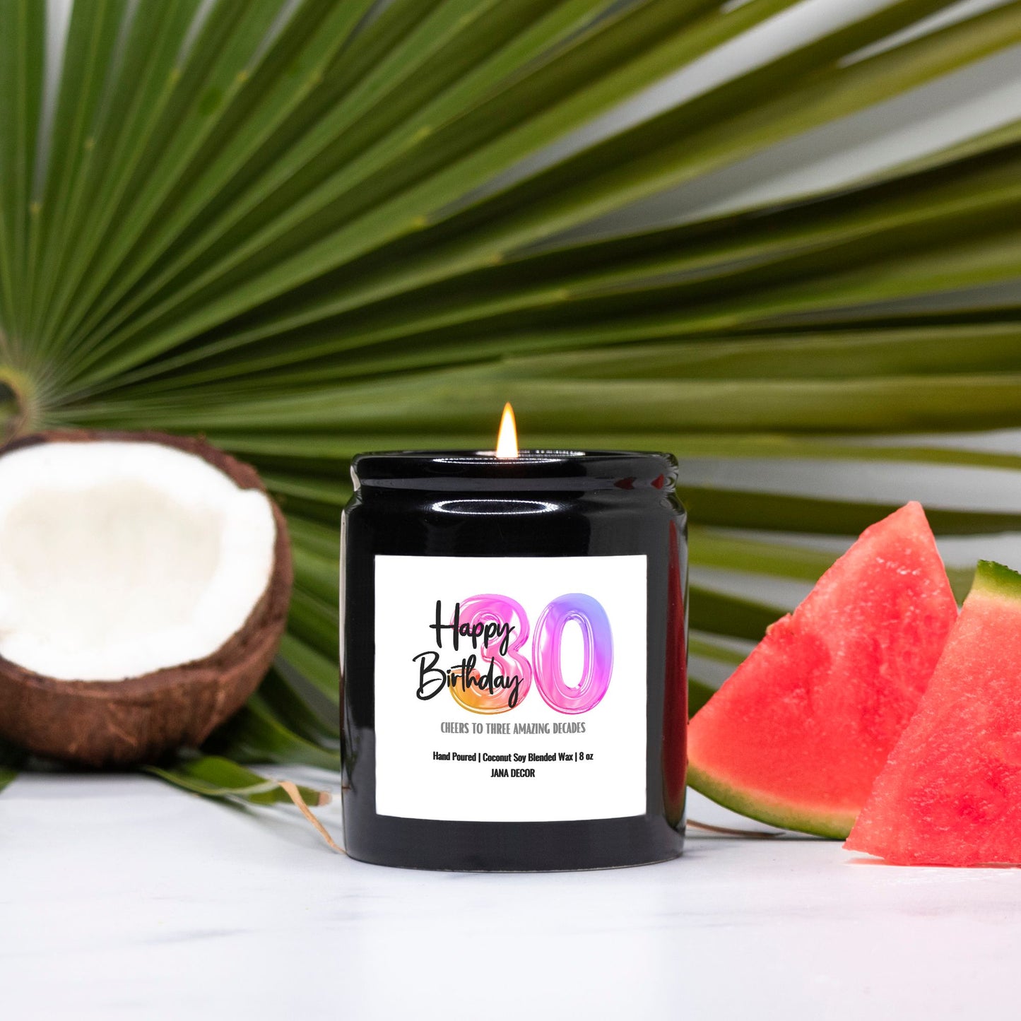 Happy 30th Birthday Candle - Ceramic 8oz (Black)