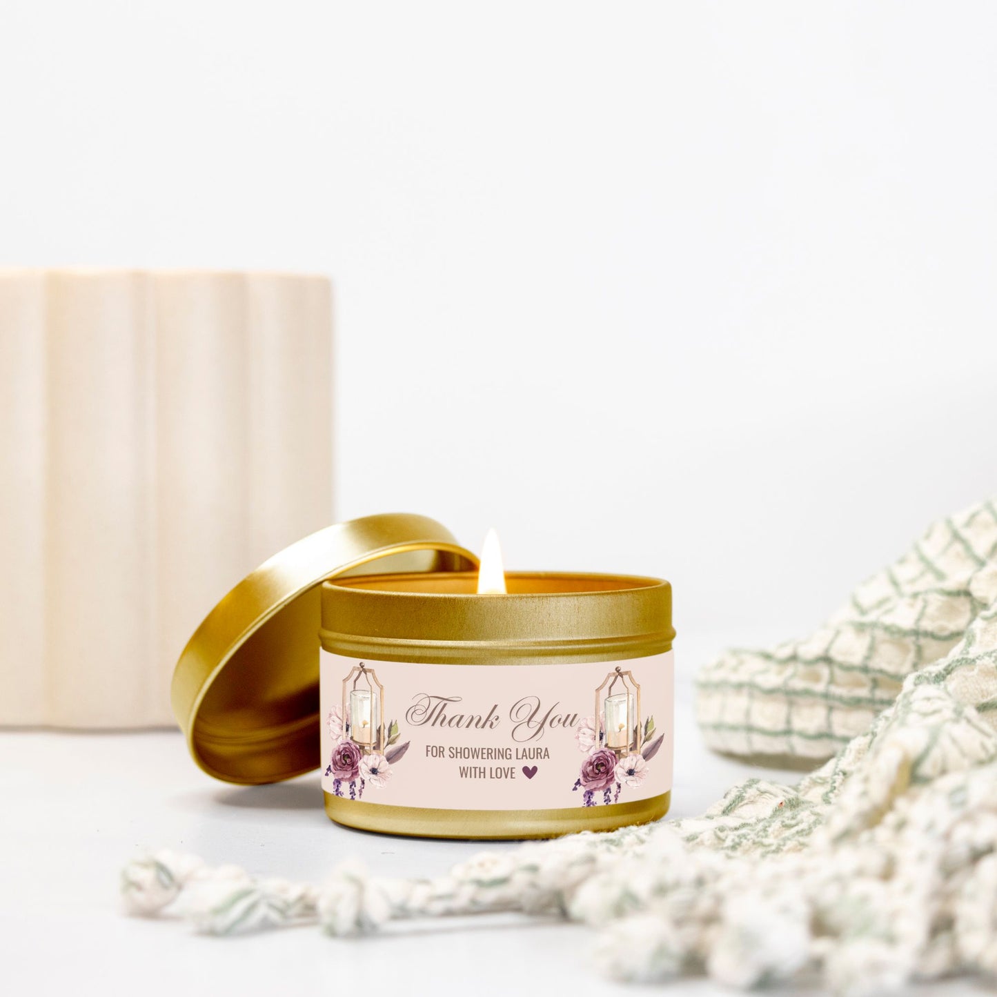 Personalized Bohemian Lantern Themed Bridal Shower Candle Favor - Tin 4oz