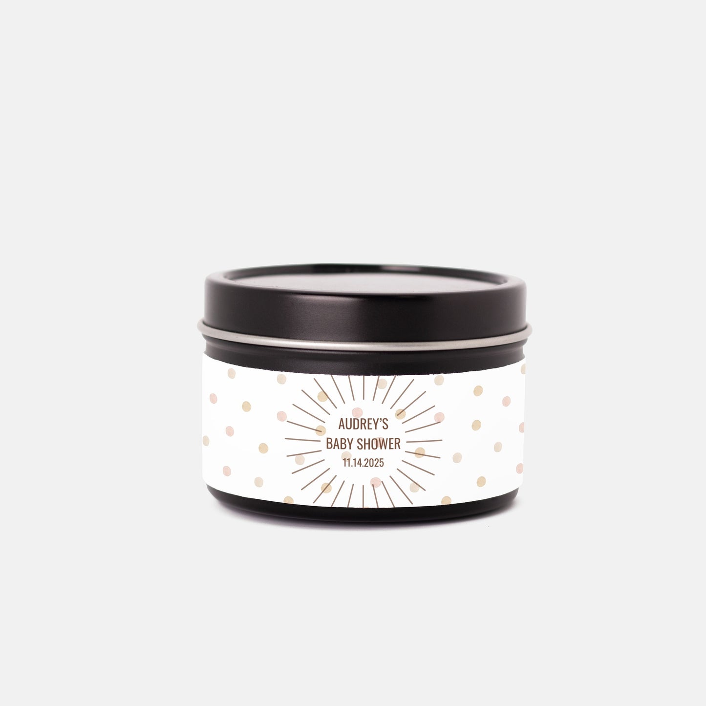 Personalized Boho Baby Shower Candle Favors - Tin 4oz