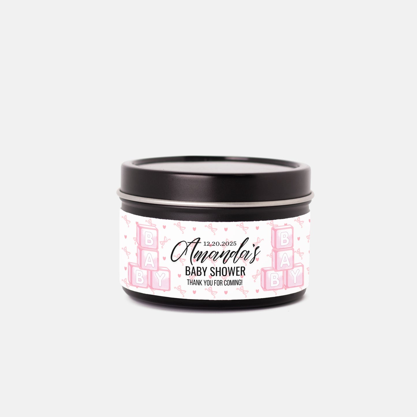 Personalized Baby Shower Candle Favors - Tin 4oz