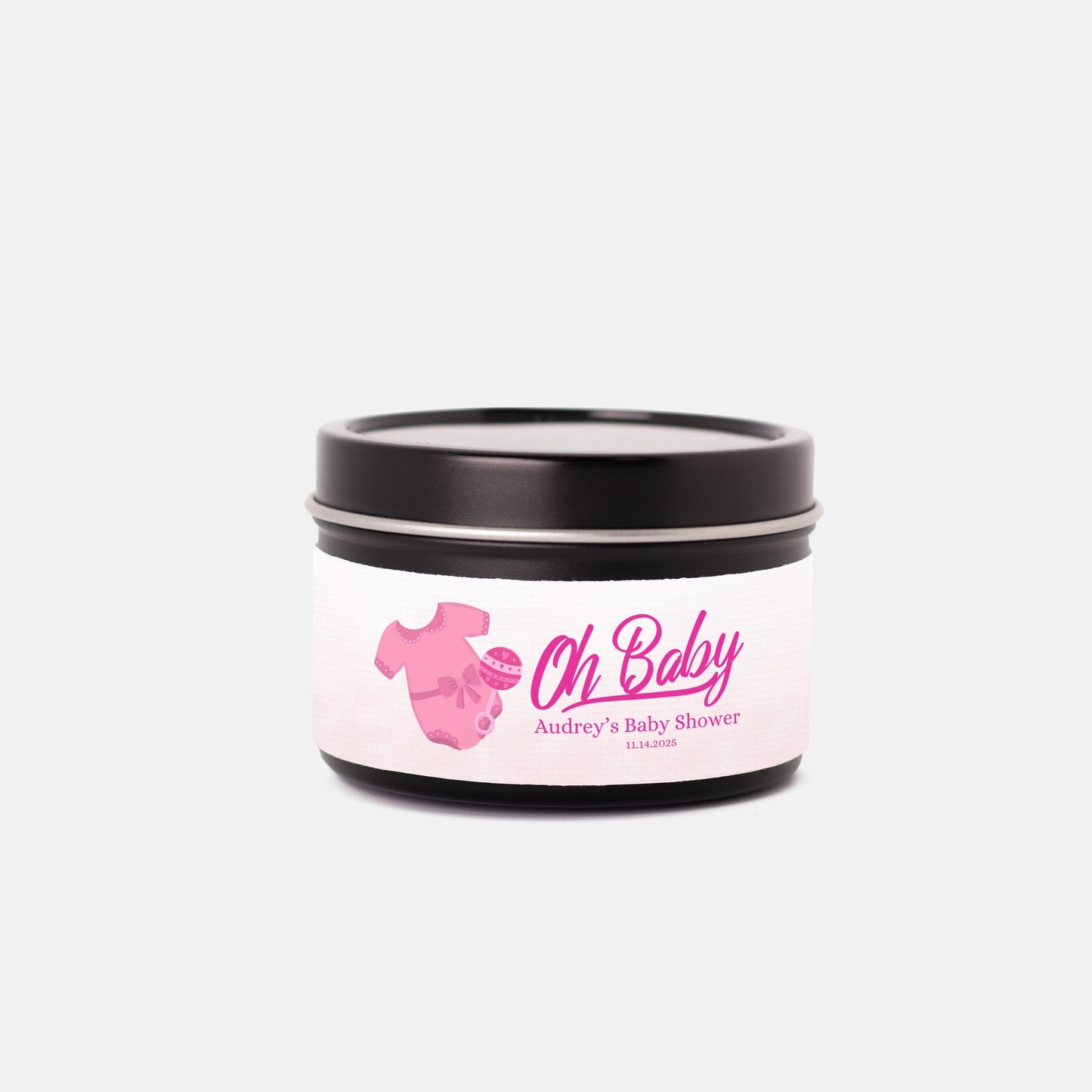 Personalized Oh Baby Shower Candle Favors - Tin 4oz