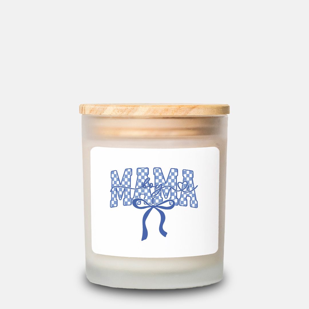 Checkered Boy Mama Candle in Frosted Glass (11oz)