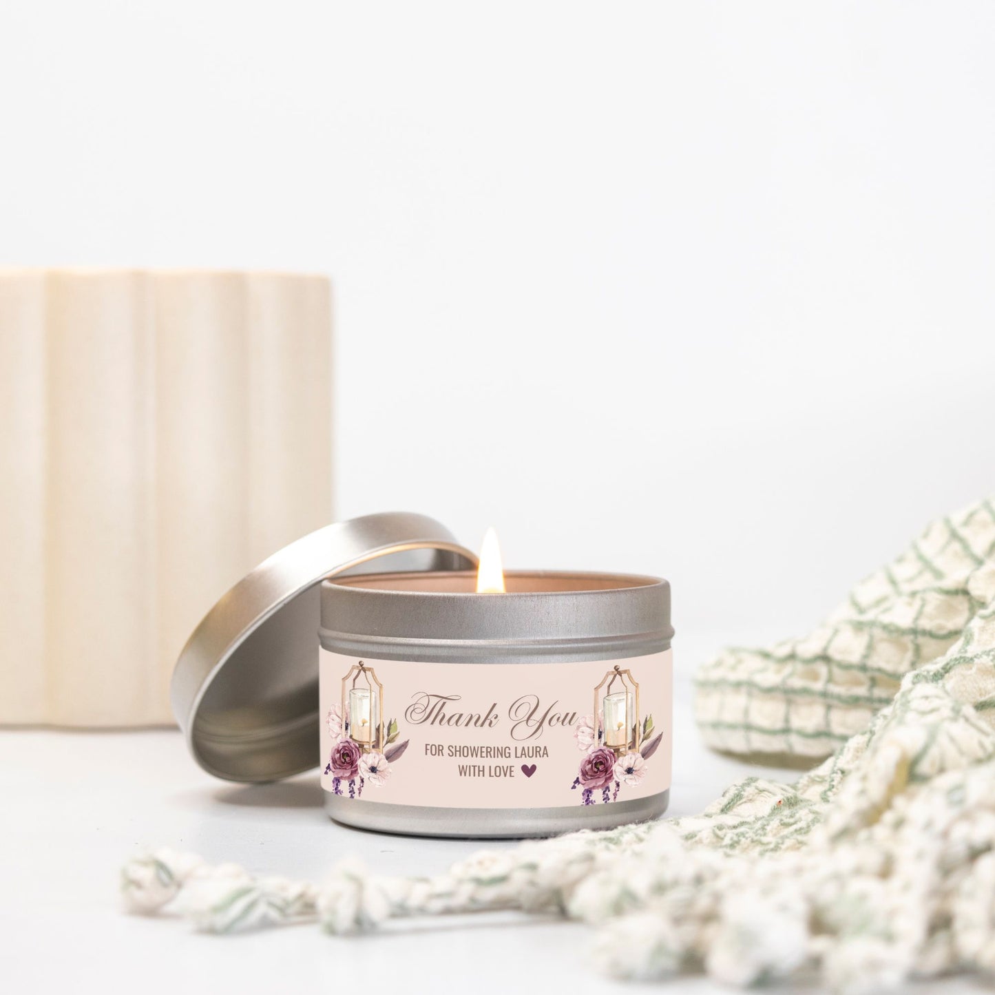 Personalized Bohemian Lantern Themed Bridal Shower Candle Favor - Tin 4oz