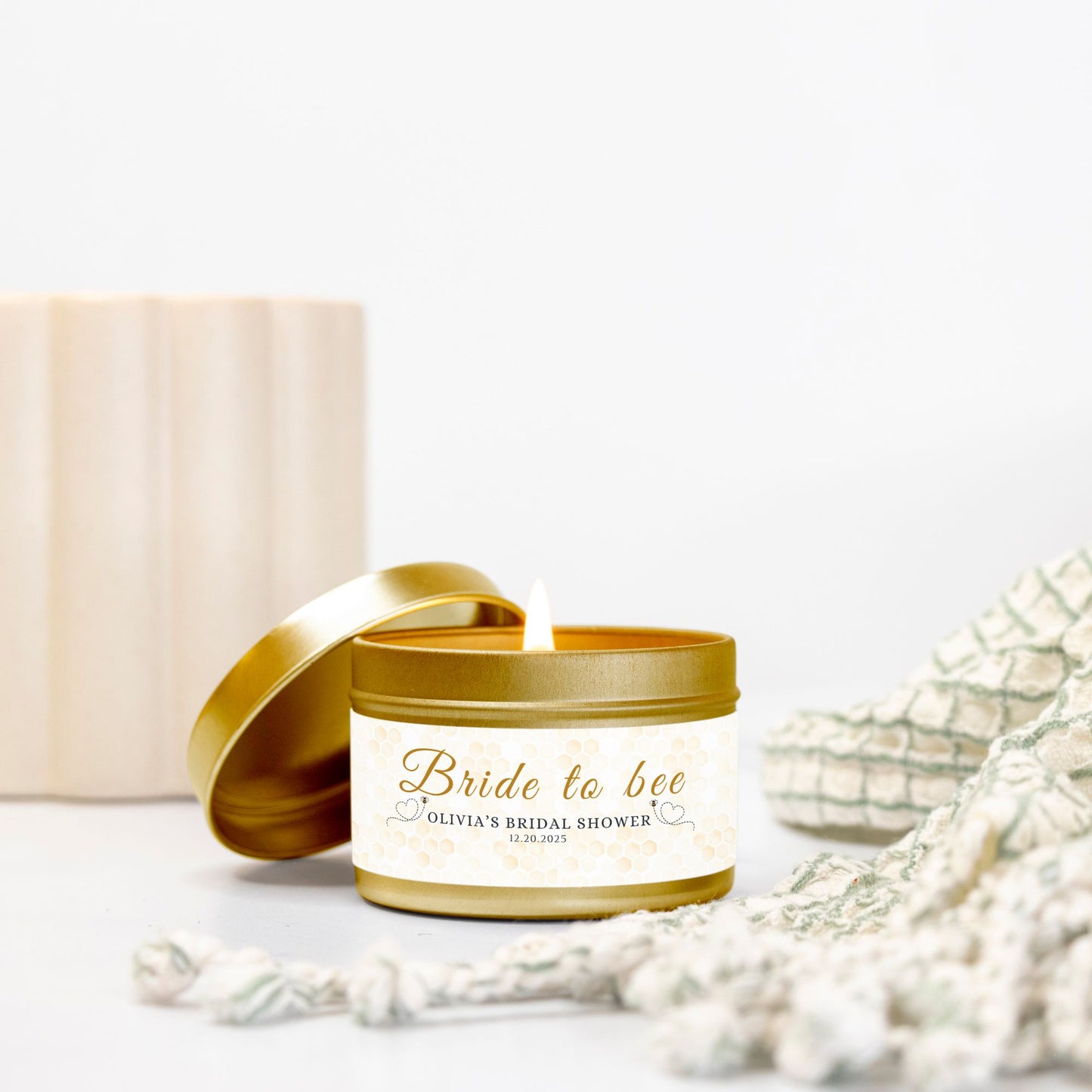 Personalized Bee Themed Bridal Shower Candle Favor - Tin 4oz