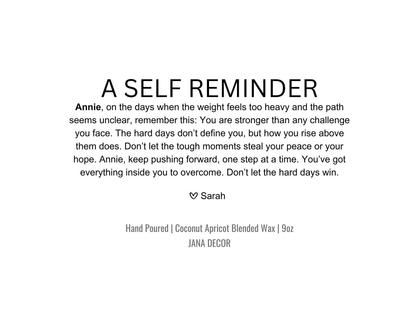 Personalized A Self Reminder Candle Gift in Apothecary Jar (9oz)