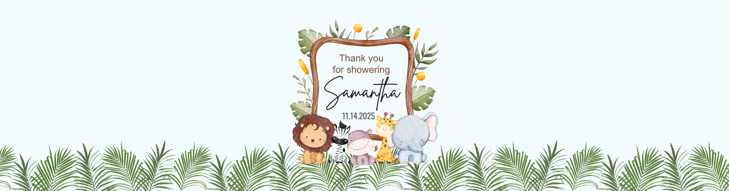 Personalized Safari Animals Baby Shower Candle Favors - Tin 4oz