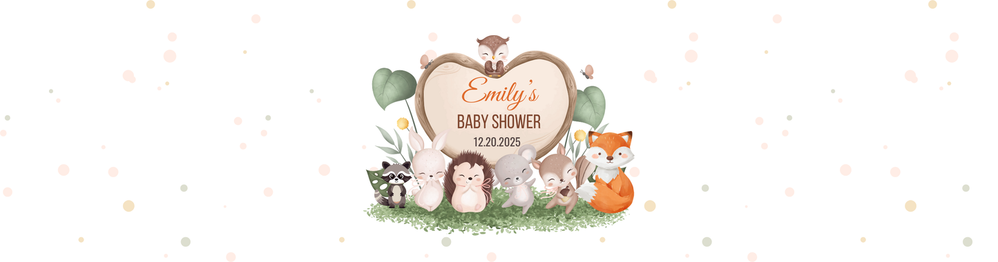 Personalized Woodland Animals Baby Shower Candle Favors - Tin 4oz