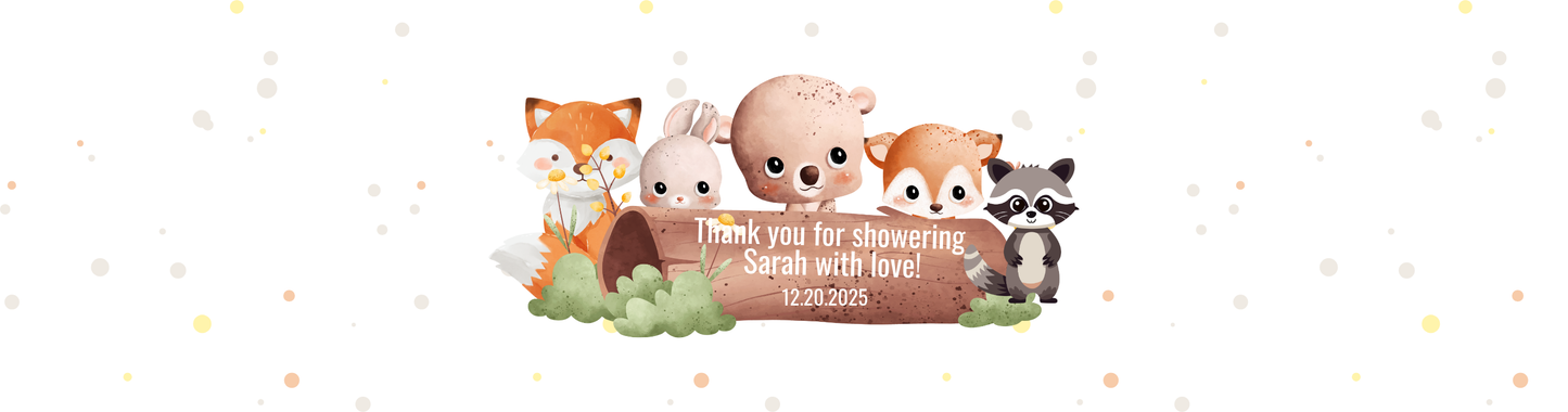 Personalized Woodland Animals Baby Shower Favor Candles - Tin 4oz