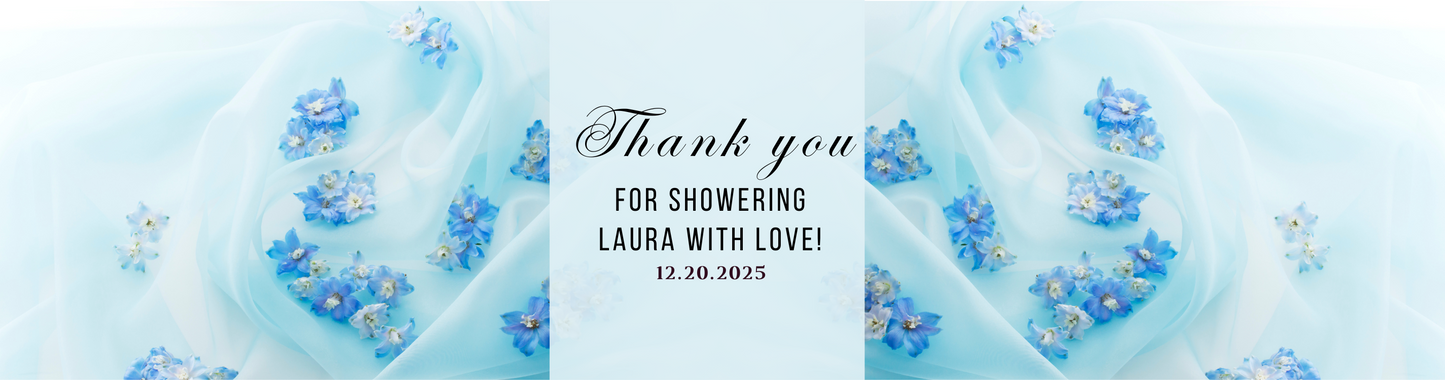 Personalized Dusty Blue Themed Bridal Shower Candle Favor - Tin 4oz