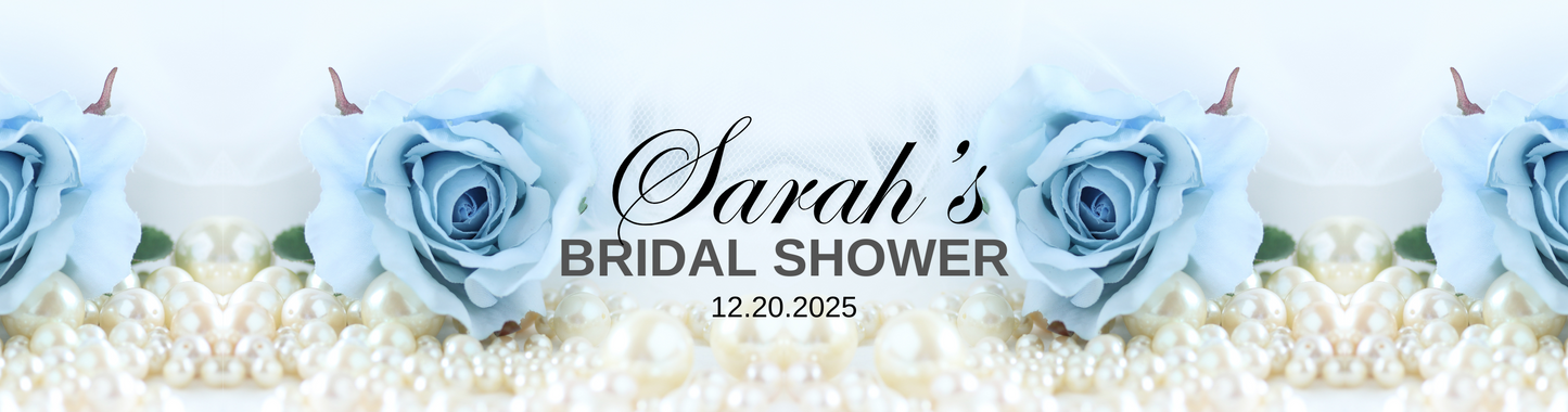 Personalized Dusty Blue Rose and Pearl Bridal Shower Candle Favor - Tin 4oz