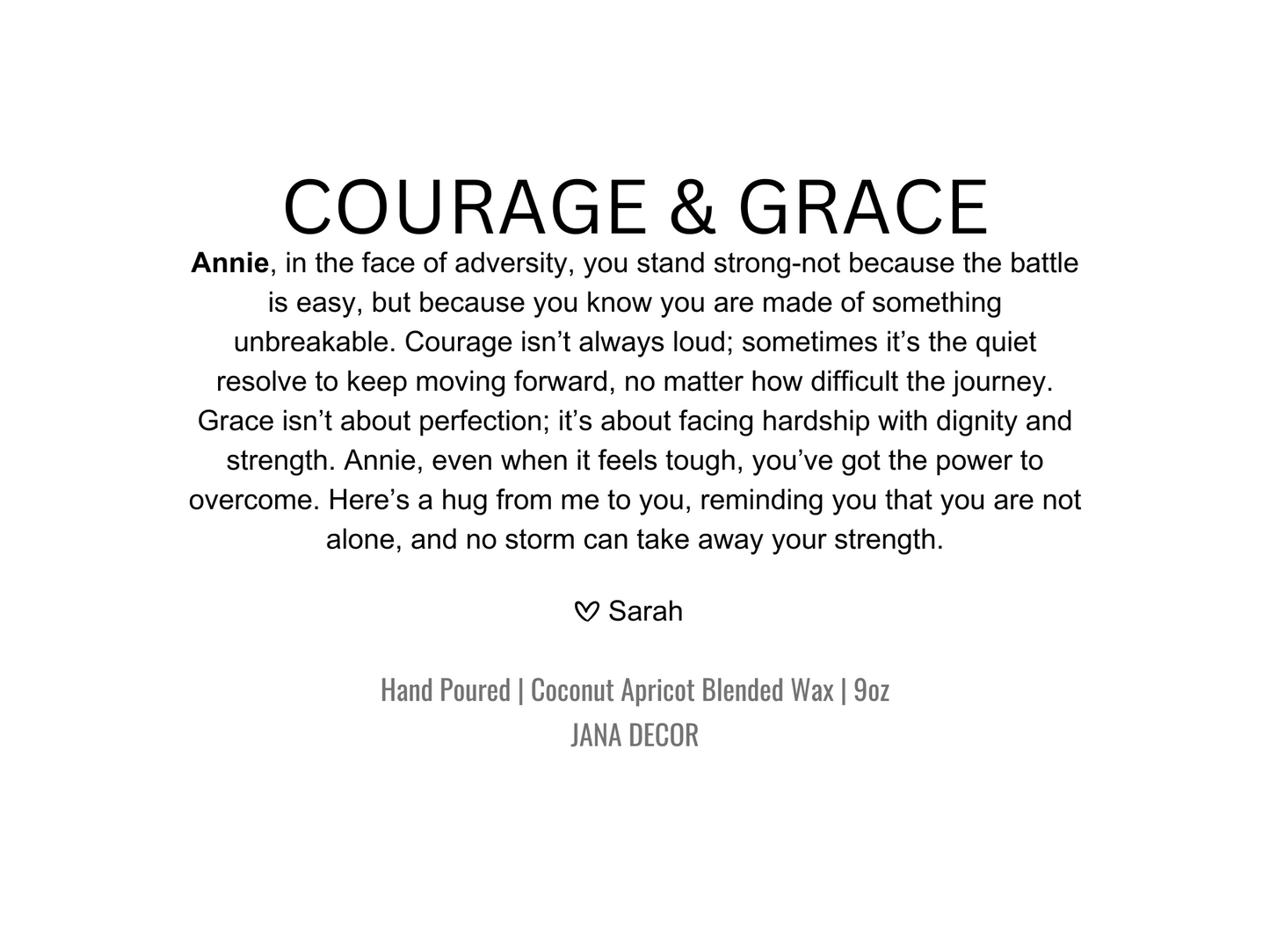 Personalized Courage & Grace Candle Gift in Apothecary Jar (9oz)