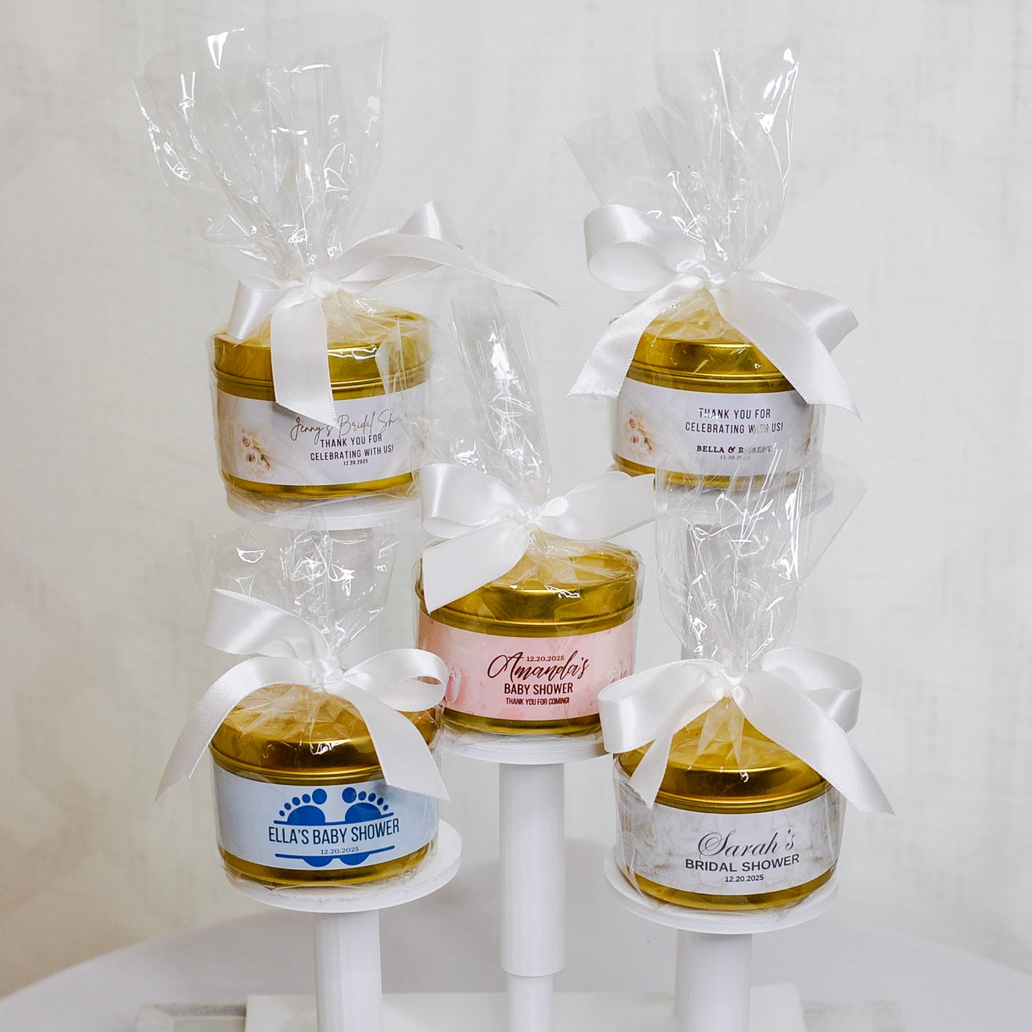 Personalized Baby Shoes Baby Shower Candle Favors - Tin 4oz