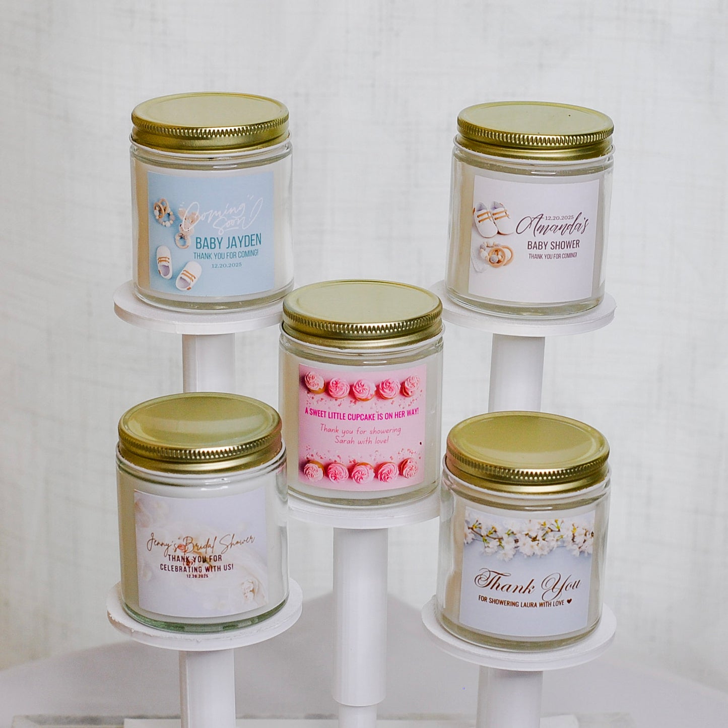 Personalized Butterfly Theme Baby Shower Candle Favors - Clear Glass Jar 4oz